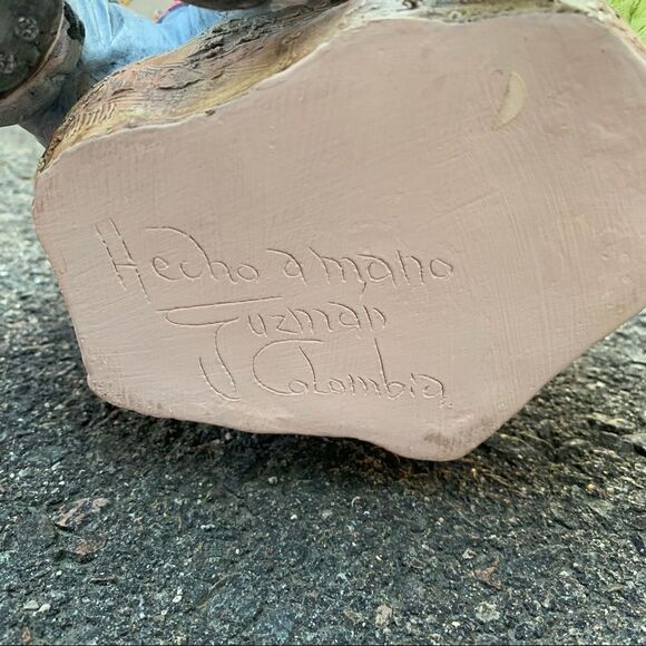 Handmade Circus Clown Kids Ceramic Sculpture Figure Made in Colombia by Guzman - Picture 9 of 9